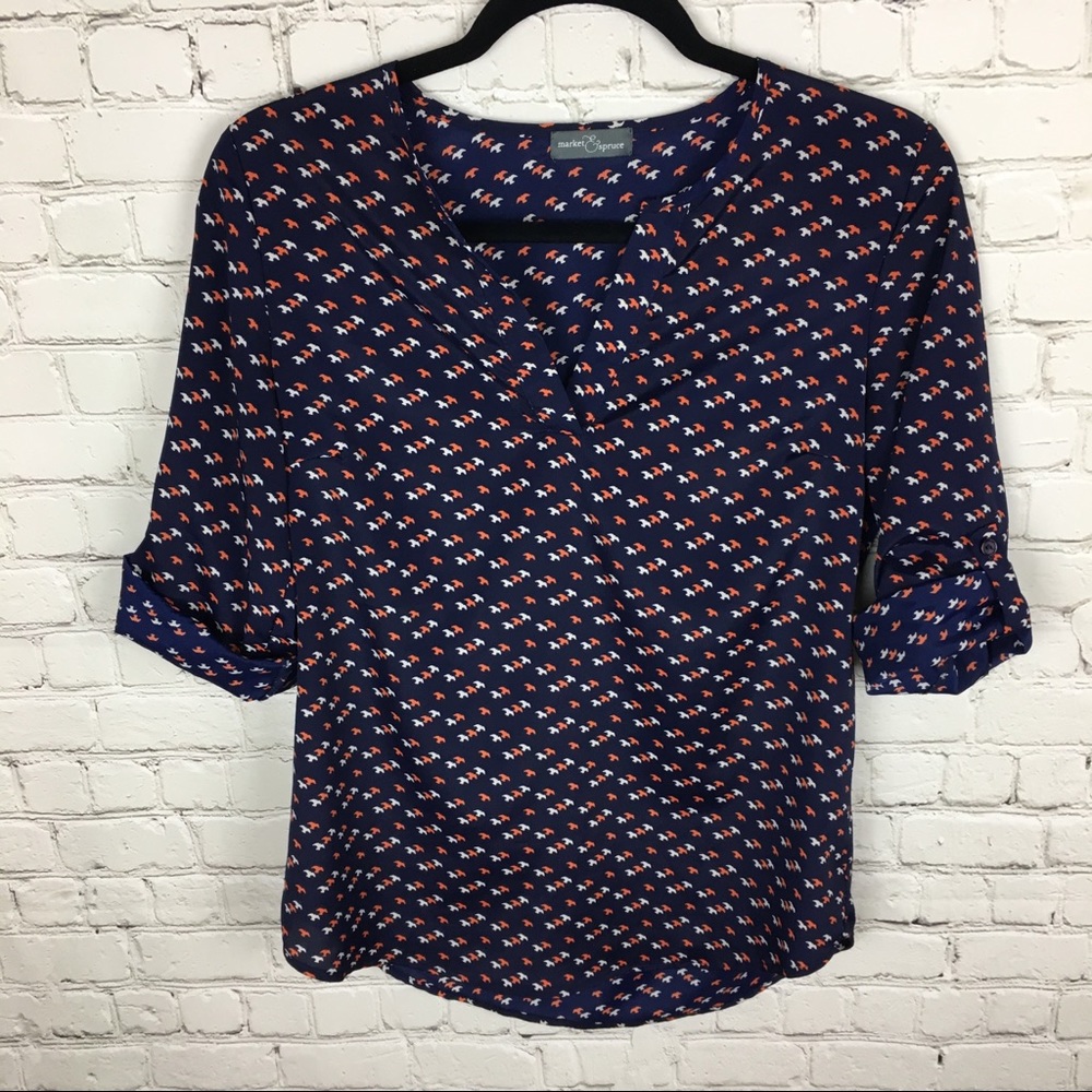 Market & Spruce Bird Blouse Sz S